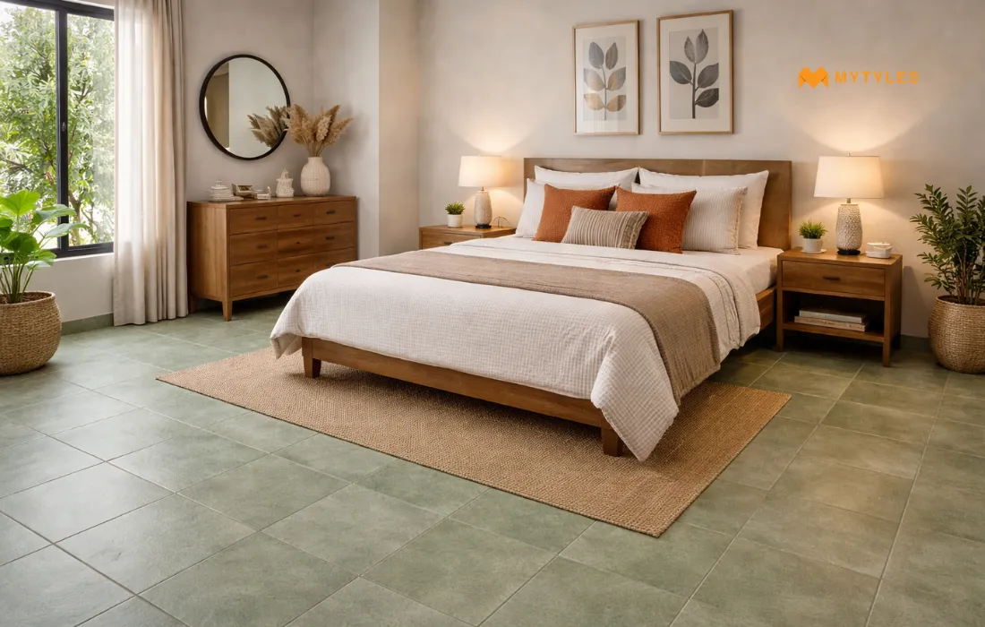 Green Tile in Bedroom